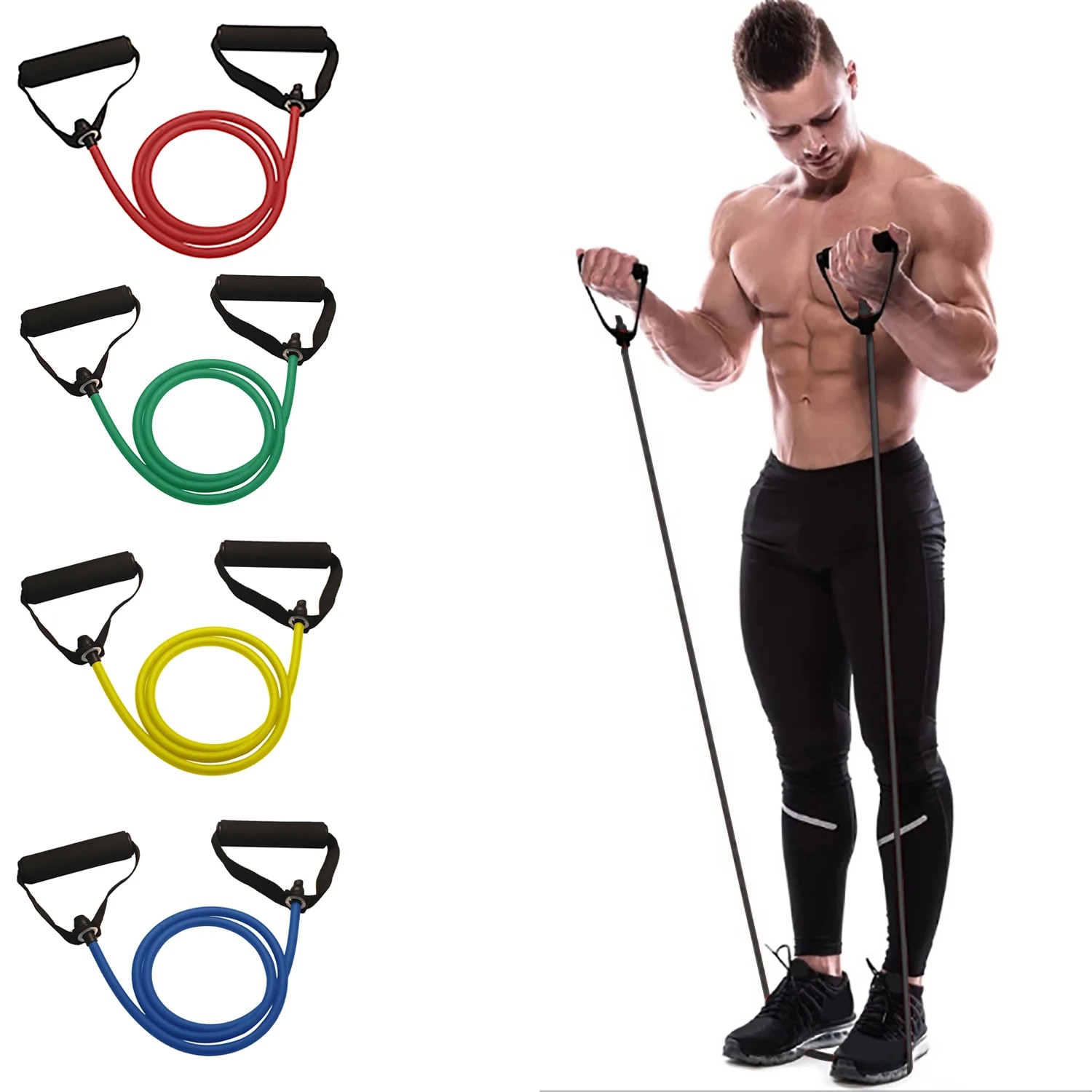Home Gym Yoga - Resistance Bands With Handles, Exercise Bands,